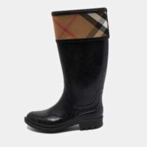 Burberry Black Rubber Wellington Rain Boots